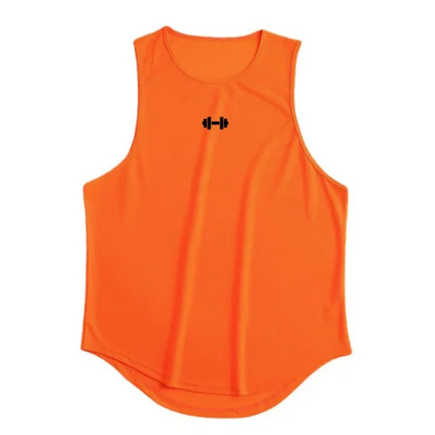 Summer Men’s Gym Tank Top - Quick-Drying Bodybuilding Sleeveless Shirt - L / orange