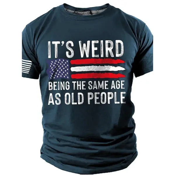 Summer Men’s Retro Flag Printed T-shirt 3D Skull Round Neck Short Sleeve Casual Breathable Men’s Large Size T Shirt Hot