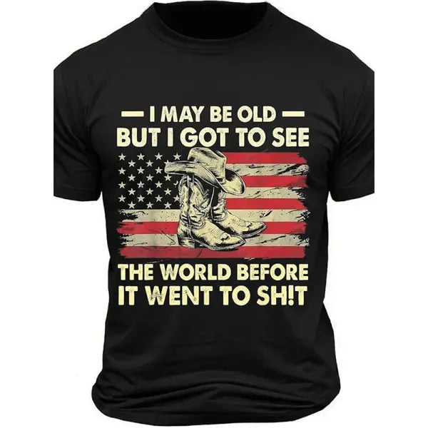 Summer Men’s Retro Flag Printed T-shirt 3D Skull Round Neck Short Sleeve Casual Breathable Men’s Large Size T Shirt Hot