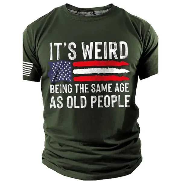 Summer Men’s Retro Flag Printed T-shirt 3D Skull Round Neck Short Sleeve Casual Breathable Men’s Large Size T Shirt Hot