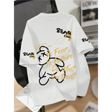 Cartoon bear print round neck breathable T-shirt for men (Polyester) - DTKG23ET13AI / S