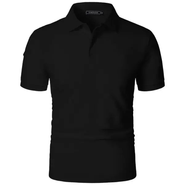 Summer Mens Short Sleeve Polyester Knit Shirt with Machine Wash Care - Black / M