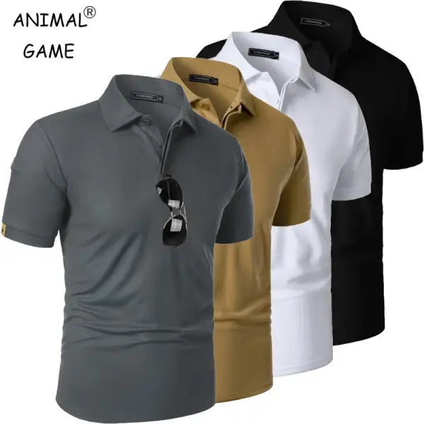 Summer Mens Short Sleeve Polyester Knit Shirt with Machine Wash Care