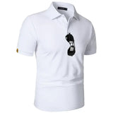 Summer Mens Short Sleeve Polyester Knit Shirt with Machine Wash Care