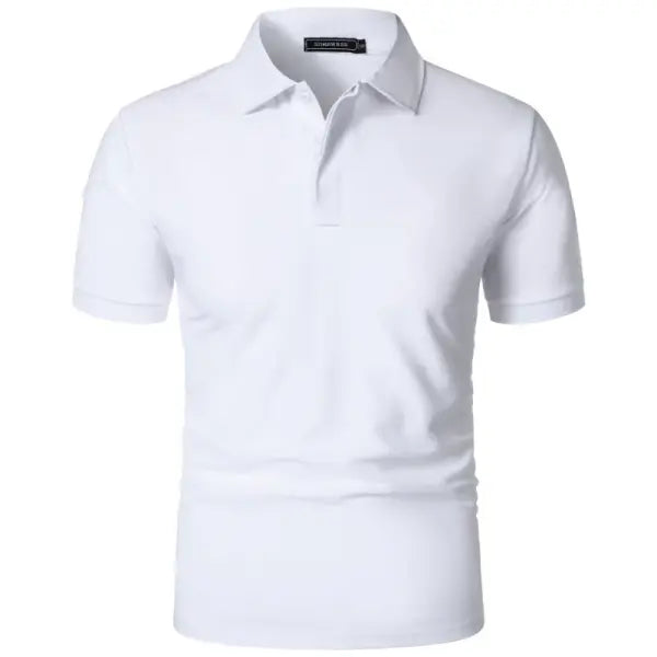 Summer Mens Short Sleeve Polyester Knit Shirt with Machine Wash Care - White / XXXL