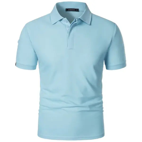 Summer Mens Short Sleeve Polyester Knit Shirt with Machine Wash Care - Blue / XXXL