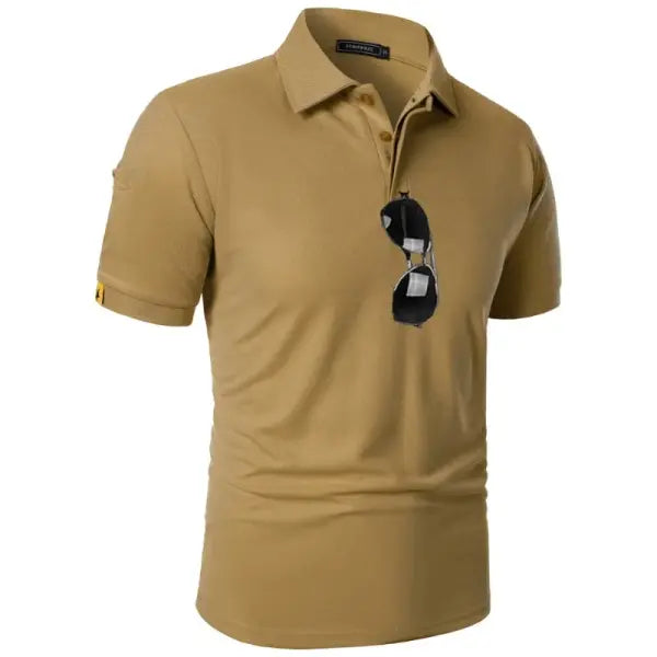 Summer Mens Short Sleeve Polyester Knit Shirt with Machine Wash Care