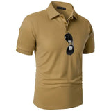 Summer Mens Short Sleeve Polyester Knit Shirt with Machine Wash Care