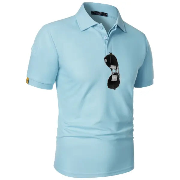 Summer Mens Short Sleeve Polyester Knit Shirt with Machine Wash Care