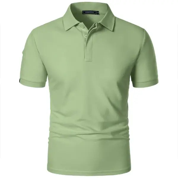 Summer Mens Short Sleeve Polyester Knit Shirt with Machine Wash Care - Green / XL