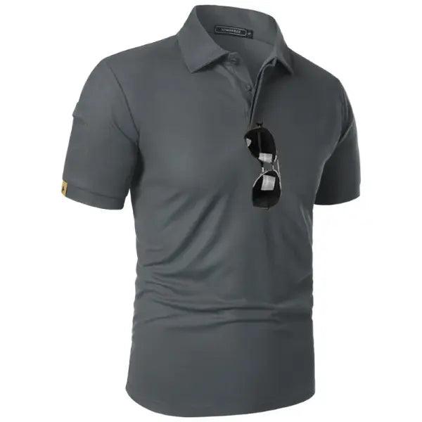 Summer Mens Short Sleeve Polyester Knit Shirt with Machine Wash Care