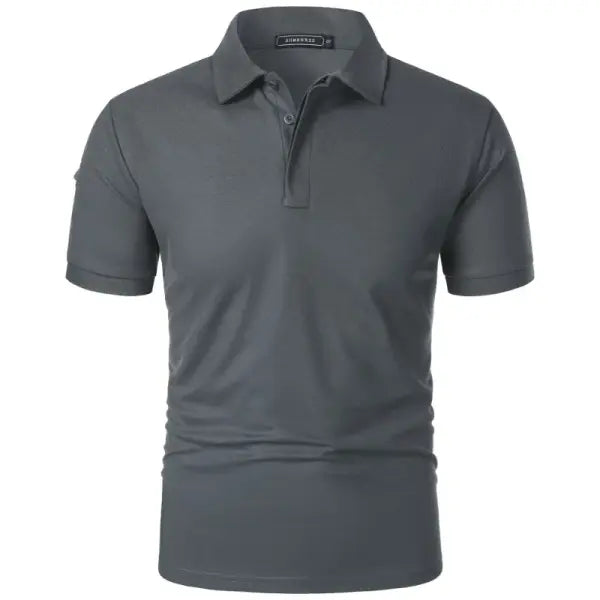 Summer Mens Short Sleeve Polyester Knit Shirt with Machine Wash Care - Gray / XL