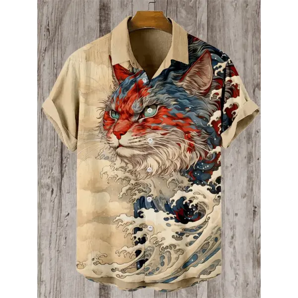 Octopus pattern sleeve shirt for men (flax bamboo fiber) – casual Hawaiian style - HE757 / XXL