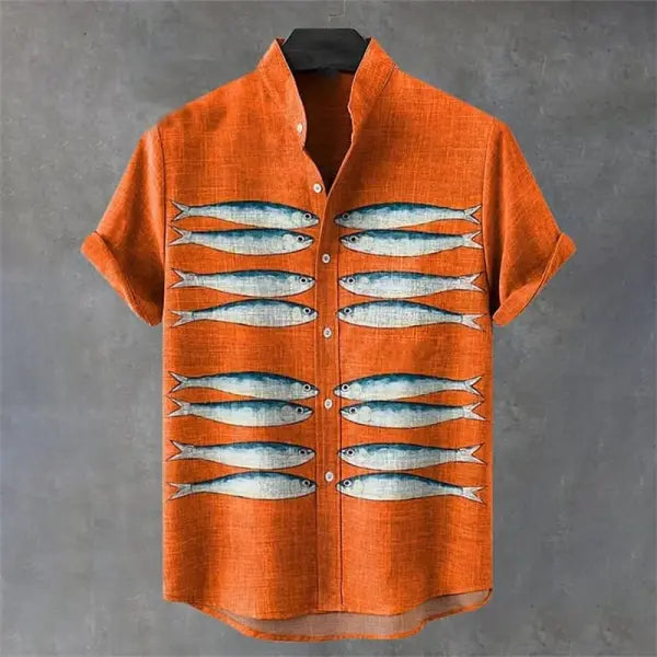 Octopus pattern sleeve shirt for men (flax bamboo fiber) – casual Hawaiian style - HE753 / 4XL
