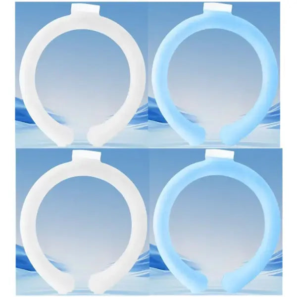 Summer Neck Cooling Ring PCM Material Outdoor Fitness Accessory - O62 White Blue 4pcs