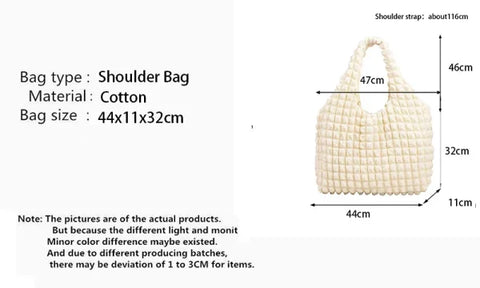 Summer Pleated Cloud Shoulder Bag – Candy Color Tote for Women