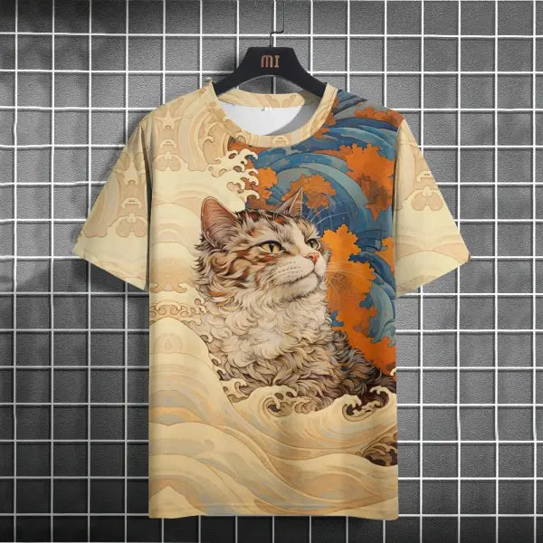 Men’s Harajuku Animal Print T-Shirt - Summer Oversized Streetwear Fashion Graphic Tee - C01-QY10412024 / L