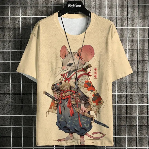Men’s Harajuku Animal Print T-Shirt - Summer Oversized Streetwear Fashion Graphic Tee - C01-my10189 / 5XL