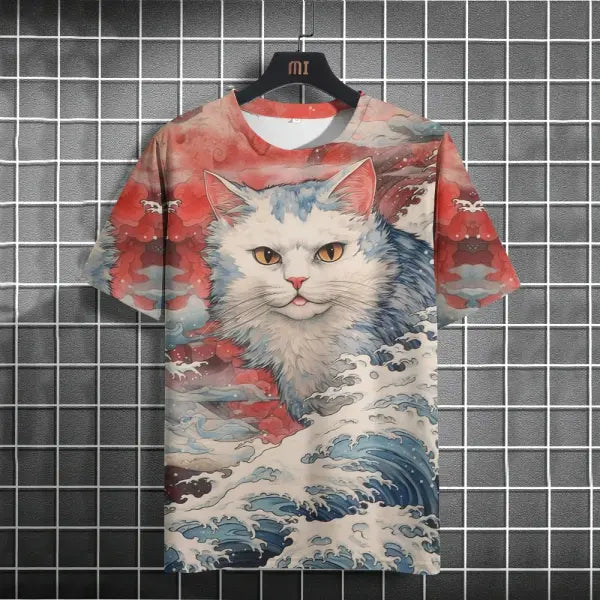 Men’s Harajuku Animal Print T-Shirt - Summer Oversized Streetwear Fashion Graphic Tee - C01-QY10412023 / L