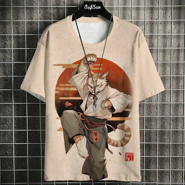 Men’s Harajuku Animal Print T-Shirt - Summer Oversized Streetwear Fashion Graphic Tee - C01-my10193 / 5XL