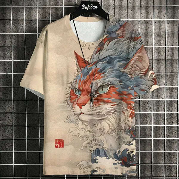Men’s Harajuku Animal Print T-Shirt - Summer Oversized Streetwear Fashion Graphic Tee - C01-MY10186 / 5XL