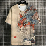 Men’s Harajuku Animal Print T-Shirt - Summer Oversized Streetwear Fashion Graphic Tee - C01-MY10186 / 5XL
