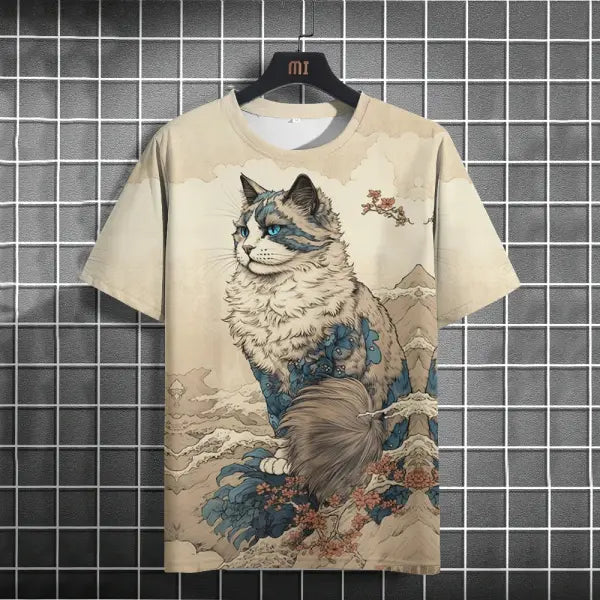 Men’s Harajuku Animal Print T-Shirt - Summer Oversized Streetwear Fashion Graphic Tee - C01-QY10412025 / L