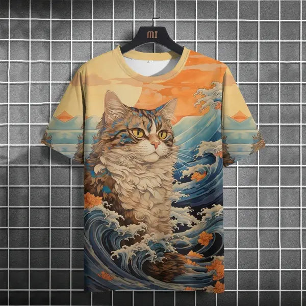 Men’s Harajuku Animal Print T-Shirt - Summer Oversized Streetwear Fashion Graphic Tee - C01-QY10412026 / L