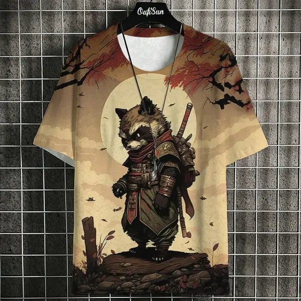 Men’s Harajuku Animal Print T-Shirt - Summer Oversized Streetwear Fashion Graphic Tee - C01-MY10197 / L
