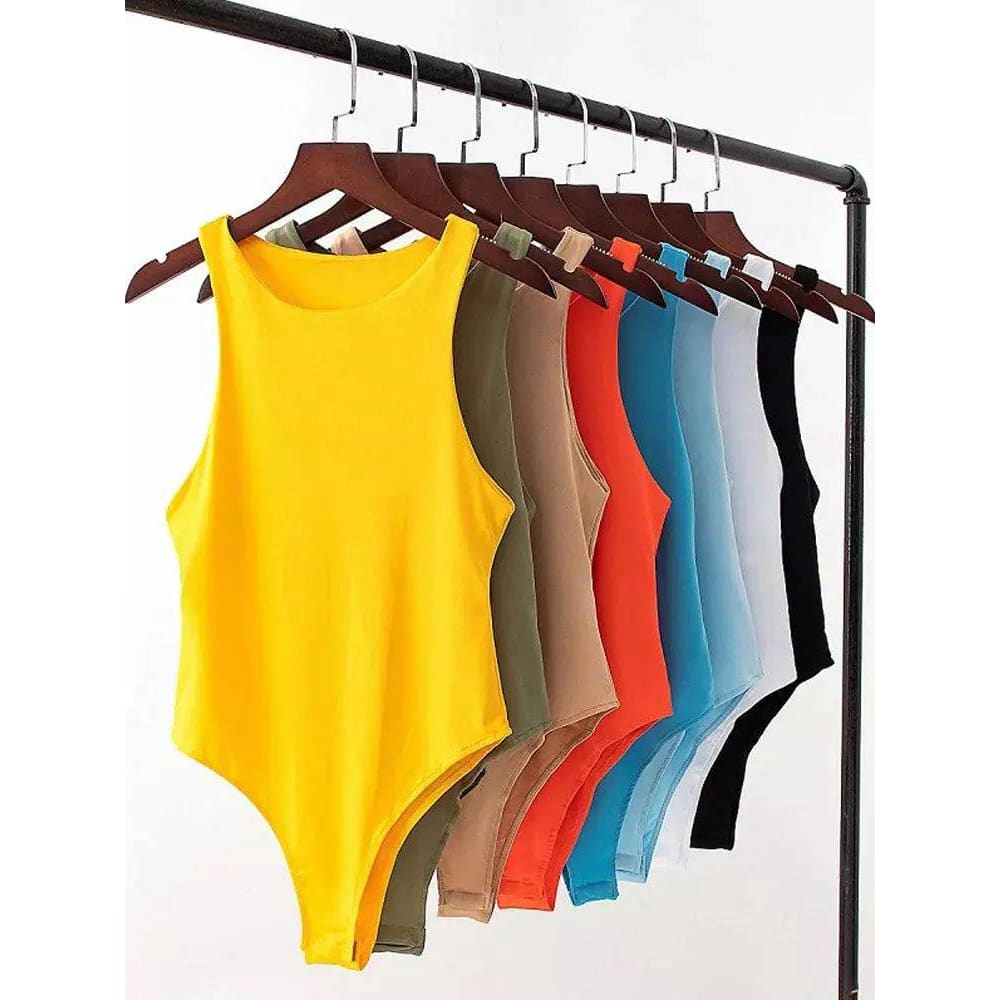 Summer Solid Sexy Bodycon Bodysuits: 4 Colors Slim Fit Casual Chic Lady Club Playsuits