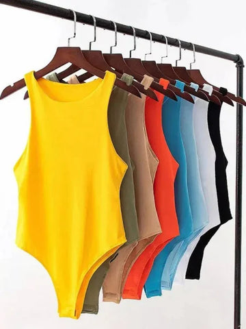 Summer Solid Sexy Bodycon Bodysuits: 4 Colors Slim Fit Casual Chic Lady Club Playsuits