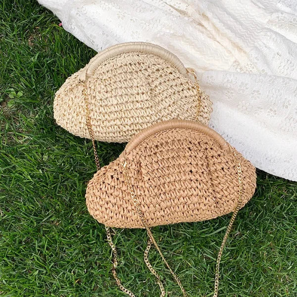 Summer Straw Weaving Crossbody Bag – Women's Casual Shell Purse - Himpall