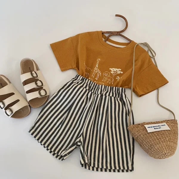 Summer Striped Cotton Shorts for Boys – Toddler Loose Short Pants & Kids Casual Clothes - Himpall
