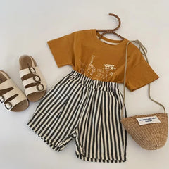Summer Striped Cotton Shorts for Boys – Toddler Loose Short Pants & Kids Casual Clothes - Himpall