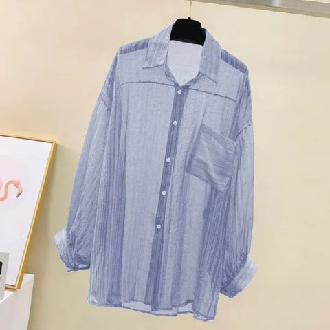 Summer Sunscreen Shirt - Elegant Perspective Chiffon Blouse & See-Through Korean Harajuku Women’s Cardigan
