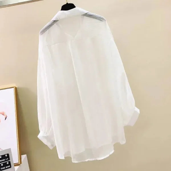 Summer Sunscreen Shirt - Elegant Perspective Chiffon Blouse & See-Through Korean Harajuku Women’s Cardigan