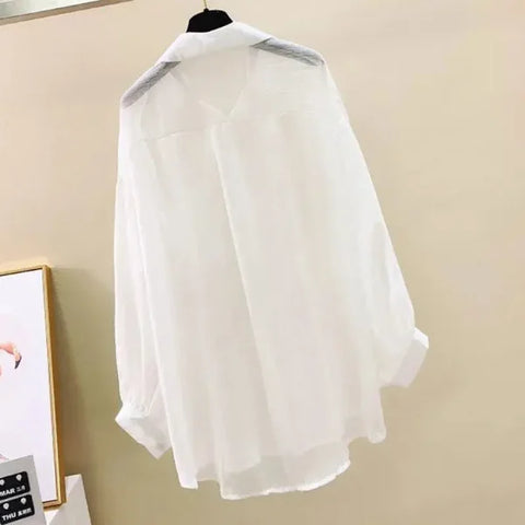 Summer Sunscreen Shirt - Elegant Perspective Chiffon Blouse & See-Through Korean Harajuku Women’s Cardigan