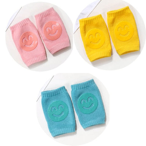 Summer Terry Baby Socks Knee Pads - Pink yellow blue / Q3pcs