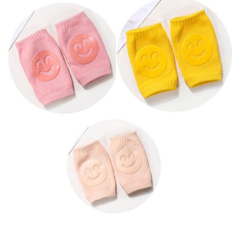 Summer Terry Baby Socks Knee Pads - Pink yellow color / Q3pcs