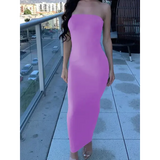 Summer Women’s Sexy Sleeveless Chest Wrapped Long Beach Dress