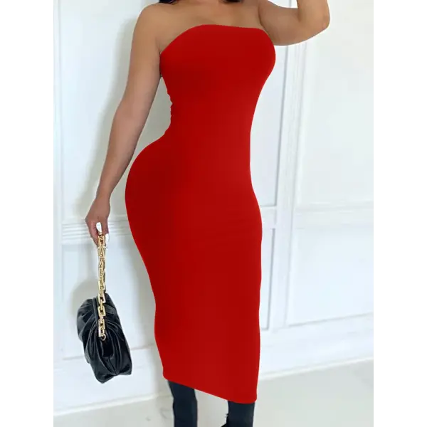Summer Women’s Sexy Sleeveless Chest Wrapped Long Beach Dress