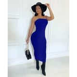 Summer Women’s Sexy Sleeveless Chest Wrapped Long Beach Dress