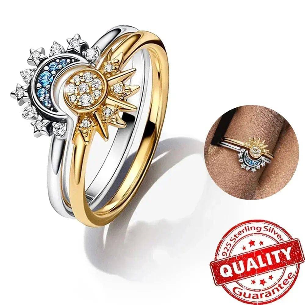 Sun and Moon Jewelry - Celestial Blue Ring in 925 Silver