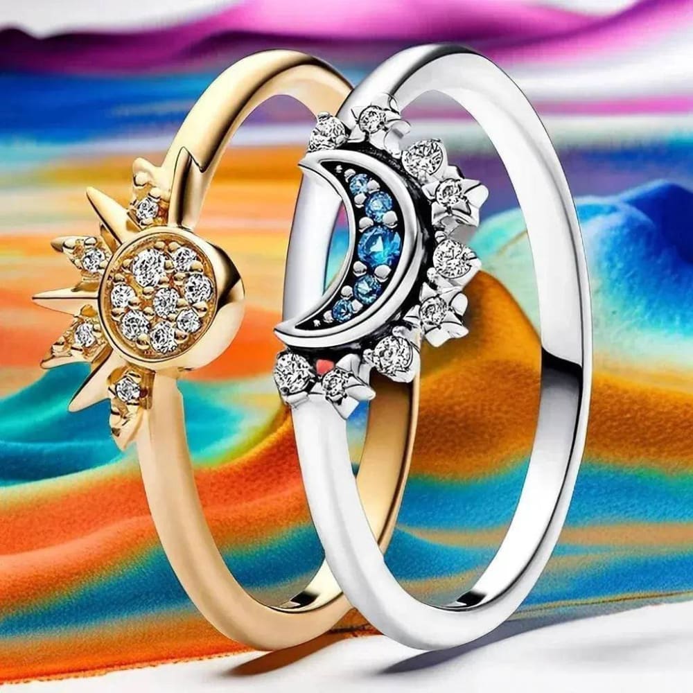 Sun and Moon Jewelry - Celestial Blue Ring in 925 Silver