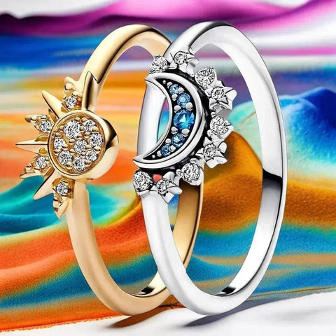 Sun and Moon Jewelry - Celestial Blue Ring in 925 Silver