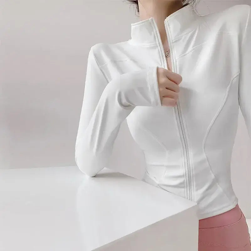 Sun Quick Drying Sports Coat Women’s Tight Top Yoga Jacket Long Sleeve Zipper Jacket Running Fitness Women’s Jacket