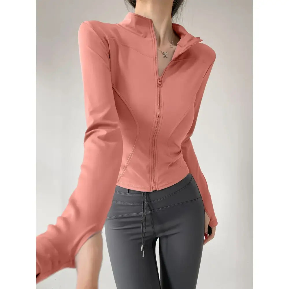 Sun Quick Drying Sports Coat Women’s Tight Top Yoga Jacket Long Sleeve Zipper Jacket Running Fitness Women’s Jacket