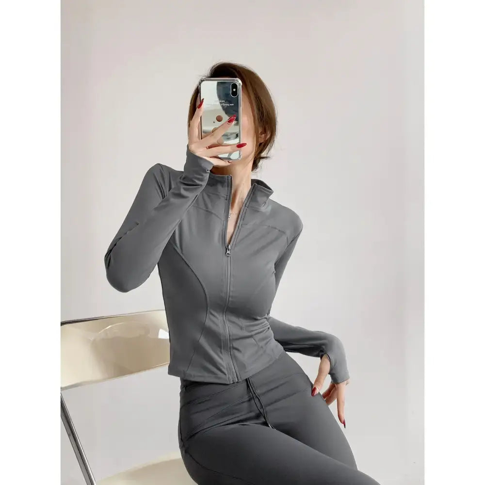 Sun Quick Drying Sports Coat Women’s Tight Top Yoga Jacket Long Sleeve Zipper Jacket Running Fitness Women’s Jacket