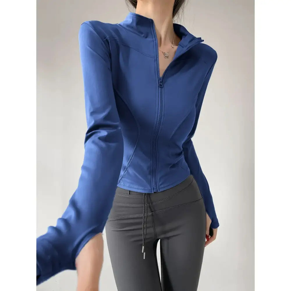 Sun Quick Drying Sports Coat Women’s Tight Top Yoga Jacket Long Sleeve Zipper Jacket Running Fitness Women’s Jacket