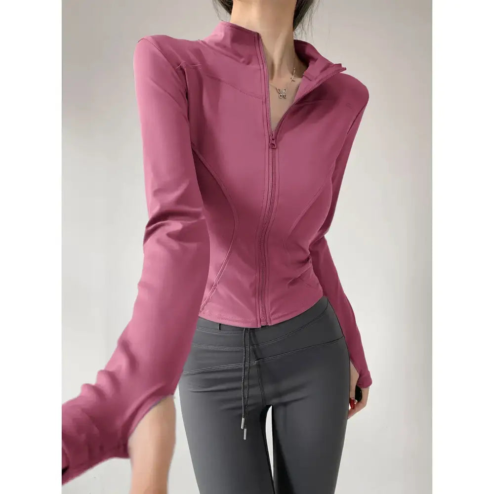 Sun Quick Drying Sports Coat Women’s Tight Top Yoga Jacket Long Sleeve Zipper Jacket Running Fitness Women’s Jacket